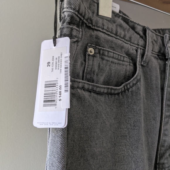 NWT WE WORE WHAT "The Icon" High Waist Straight Leg Bootcut Jeans, Washed Grey - Picture 7 of 8